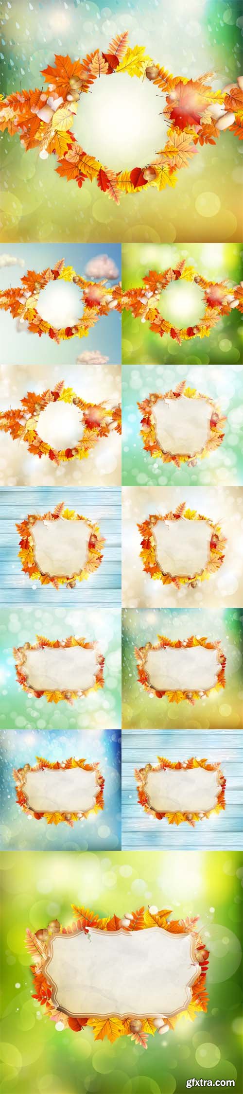 Vector Set - Autumn Concept Backgrounds Vector Set - Autumn Concept Backgrounds