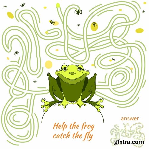Collection maze puzzle baby animals illustration for children's books 25 EPS Collection maze puzzle baby animals illustration for children's books 25 EPS
