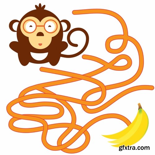 Collection maze puzzle baby animals illustration for children's books 25 EPS Collection maze puzzle baby animals illustration for children's books 25 EPS