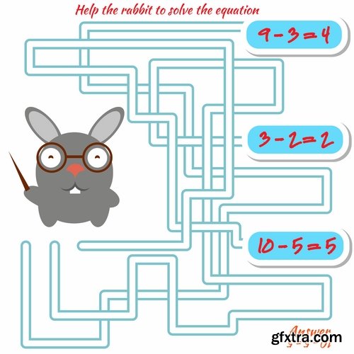 Collection maze puzzle baby animals illustration for children's books 25 EPS Collection maze puzzle baby animals illustration for children's books 25 EPS