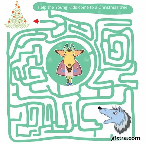 Collection maze puzzle baby animals illustration for children's books 25 EPS Collection maze puzzle baby animals illustration for children's books 25 EPS