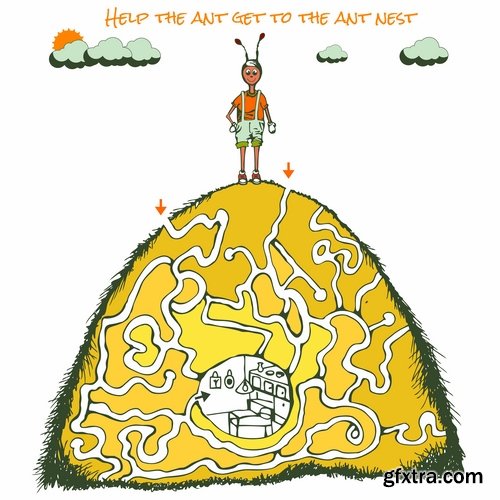 Collection maze puzzle baby animals illustration for children's books 25 EPS Collection maze puzzle baby animals illustration for children's books 25 EPS