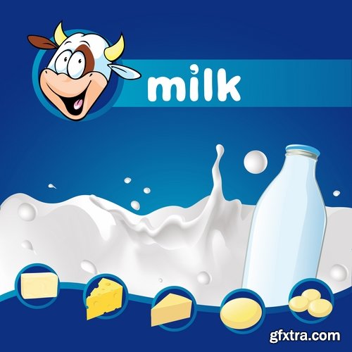 Collection of fruit milk cow vector image 25 EPS