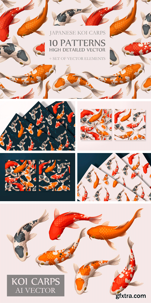 CM 882852 - Koi Carps Seamless Patterns