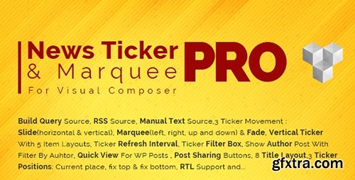 CodeCanyon - Pro News Ticker & Marquee for Visual Composer v1.1 - Display Post, Custom Post, RSS & WooCommerce - 16700491