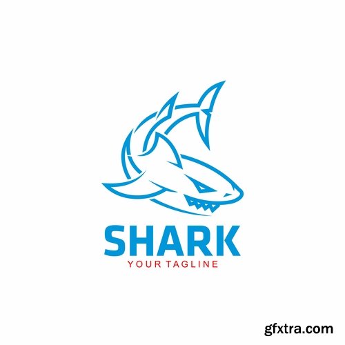 Collection of shark business logo vector image 25 EPS