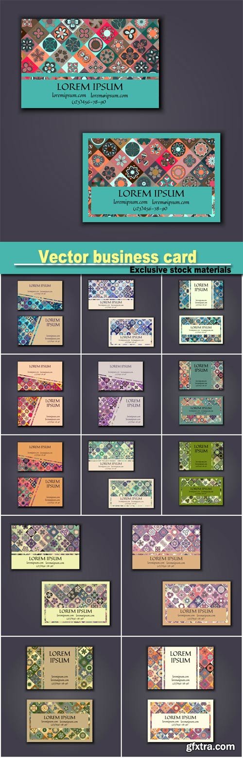 Vector business card design template with ornamental geometric mandala pattern