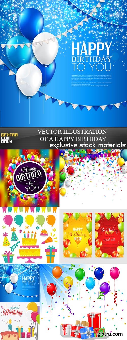 Vector Illustration of a Happy Birthday, 7 x EPS