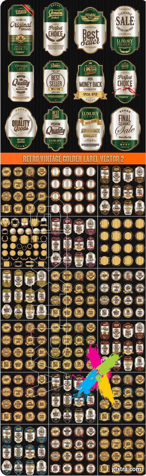 Retro vintage golden label vector 2