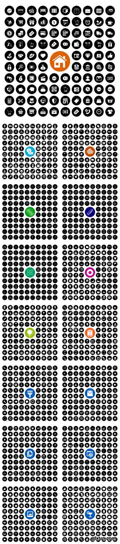 Vector Set - Shoping, Stream, Halloween, Health, Universal Icons