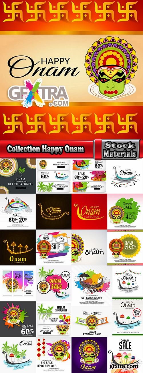 Collection Happy Onam celebration banner poster flyer discount sale sticker 25 HQ Jpeg