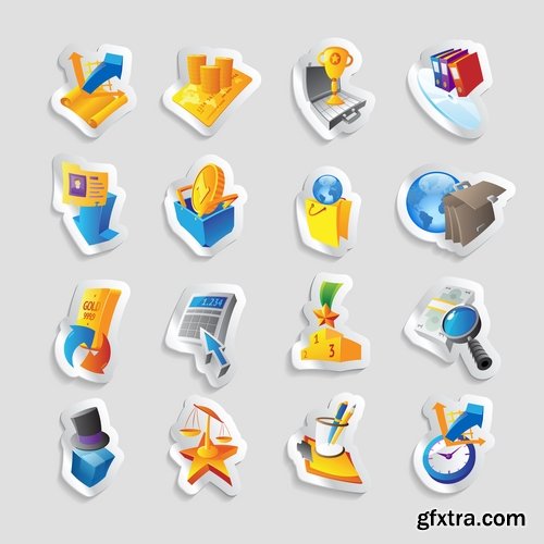 Collection of realistic icons of different themes web design element of building site 25 EPS