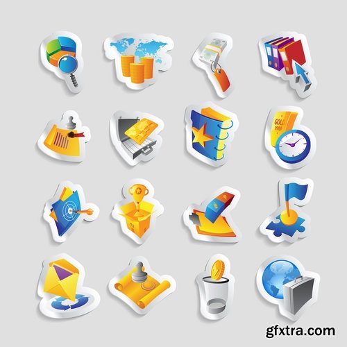 Collection of realistic icons of different themes web design element of building site 25 EPS
