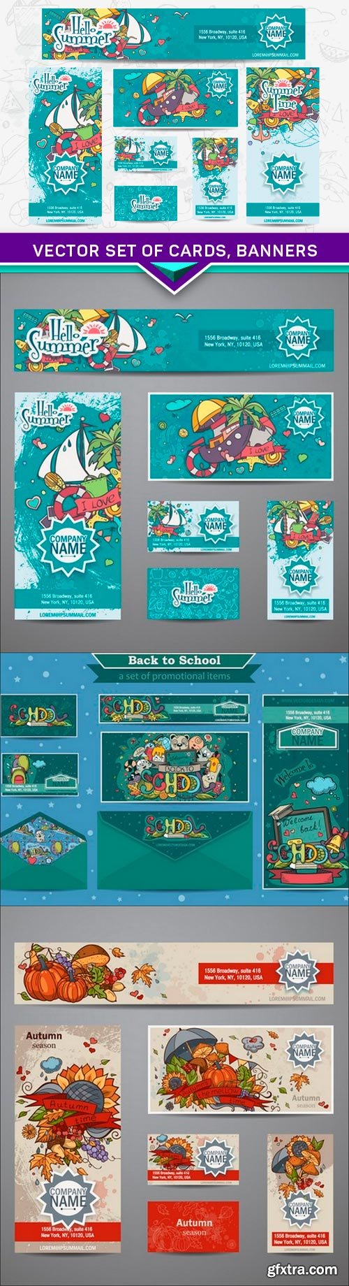 Vector set of cards, banners 4X EPS