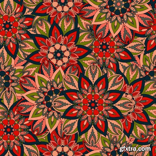 Flower Ethnic Ornaments & Backgrounds - 25xEPS