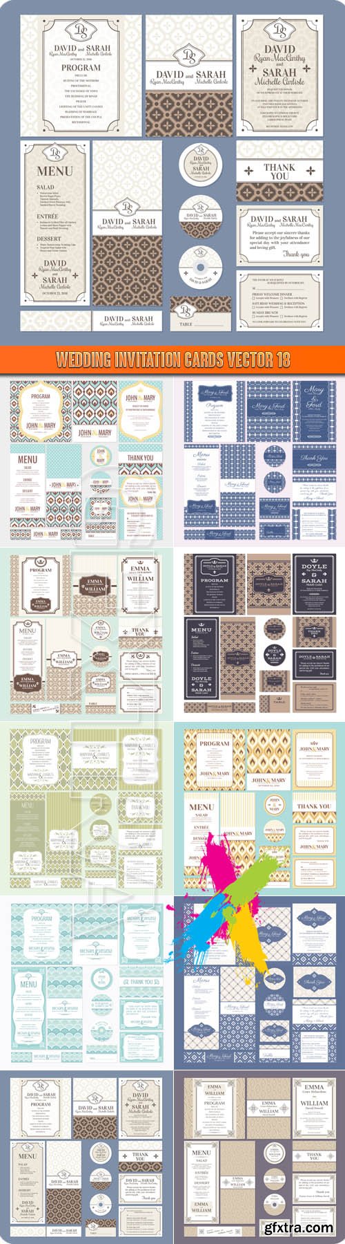 Wedding invitation cards vector 18