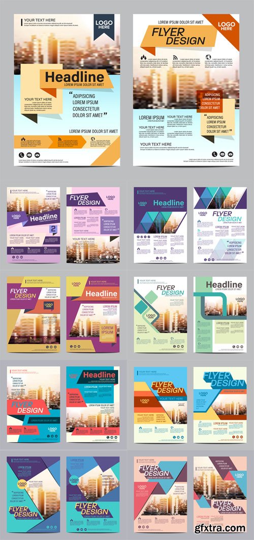 Vector Set - Modern Flat Brochure Layout Design Template