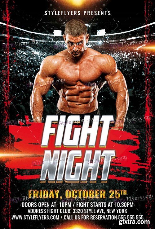 Fight Night PSD Flyer Template + Facebook Cover » GFxtra