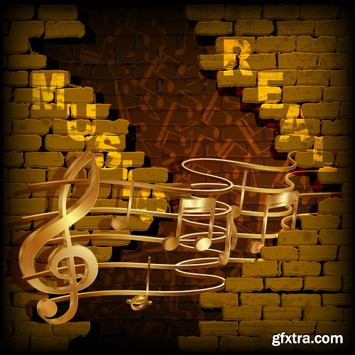 Collection of music background is a treble clef notes vector image 25 EPS