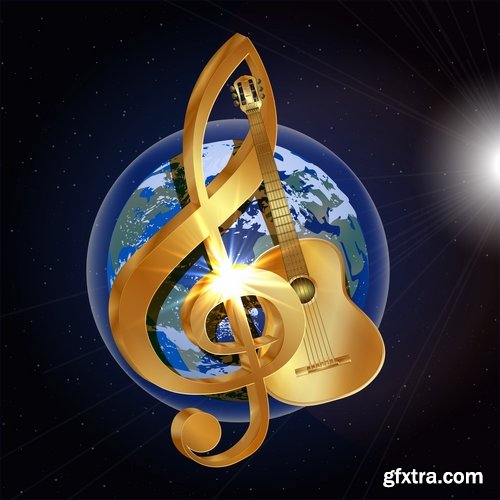 Collection of music background is a treble clef notes vector image 25 EPS
