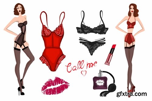 Collection of woman girl underwear vector image 25 EPS