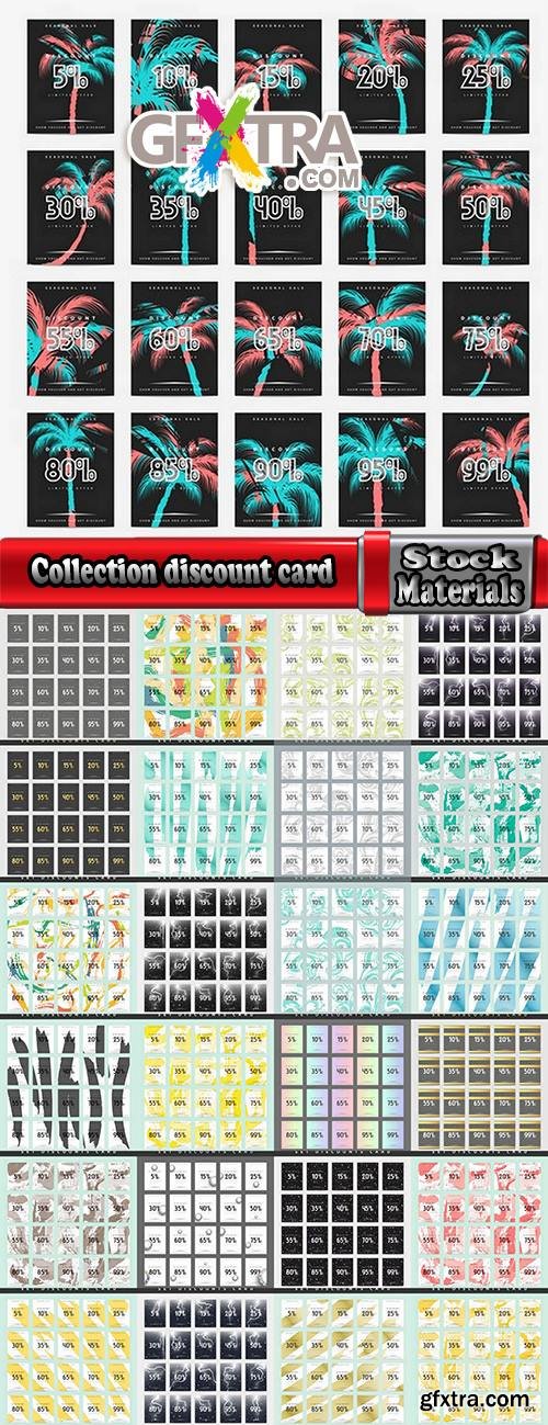 Collection discount card discount sale sticker flyer banner vector image 25 EPS