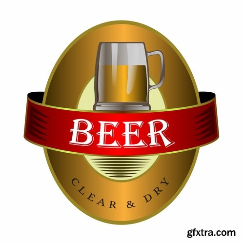 Collection label on a bottle of beer vector image 25 EPS