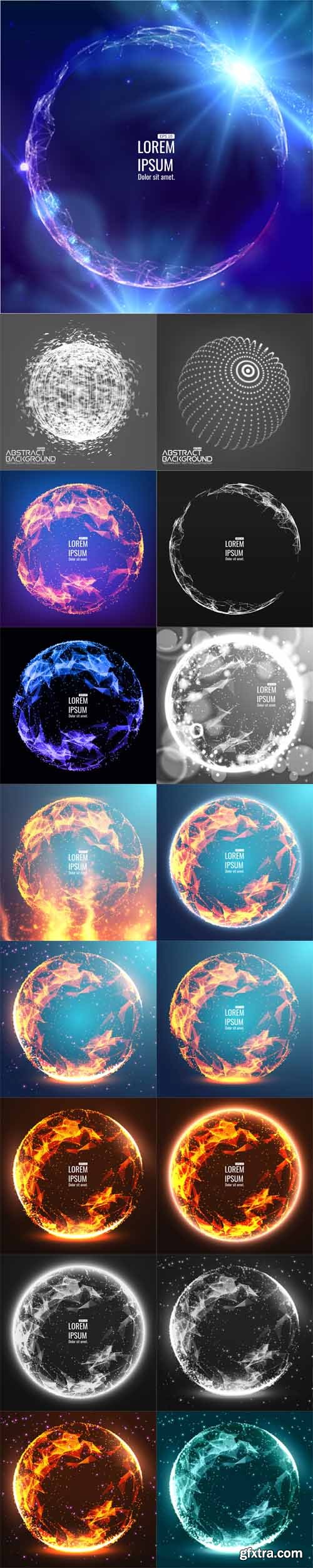 Vector Set - Abstract 3d Illuminated Distorted Mesh Spheres Vector Set - Abstract 3d Illuminated Distorted Mesh Spheres