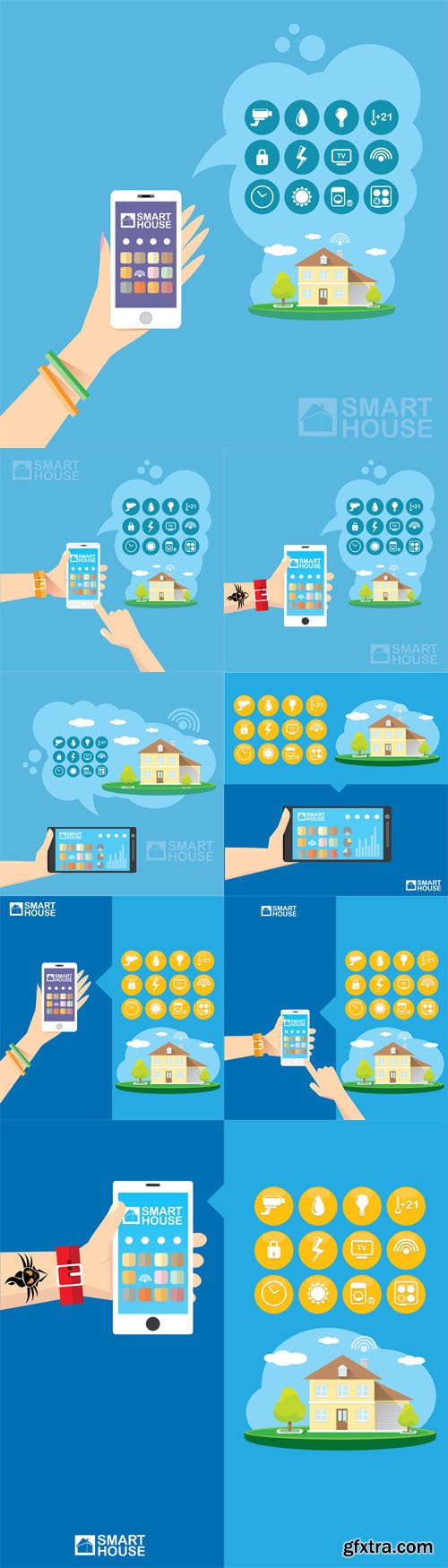 Vector Set - Smart House Control Concept Illustration Vector Set - Smart House Control Concept Illustration