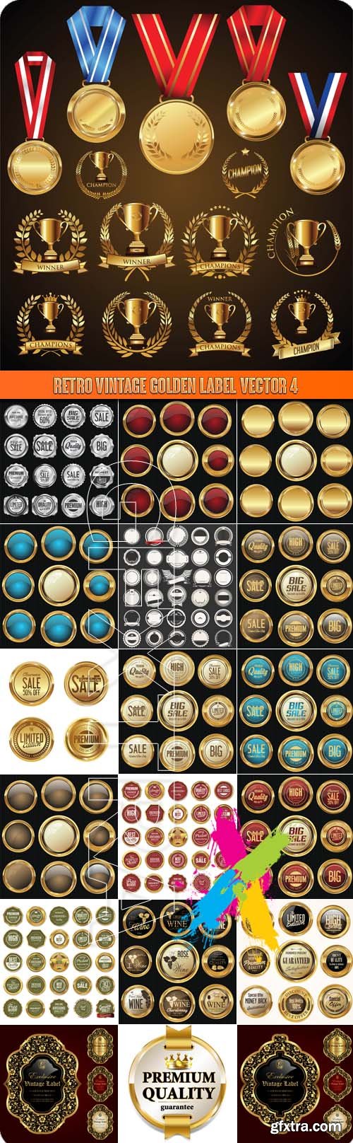 Retro vintage golden label vector 4