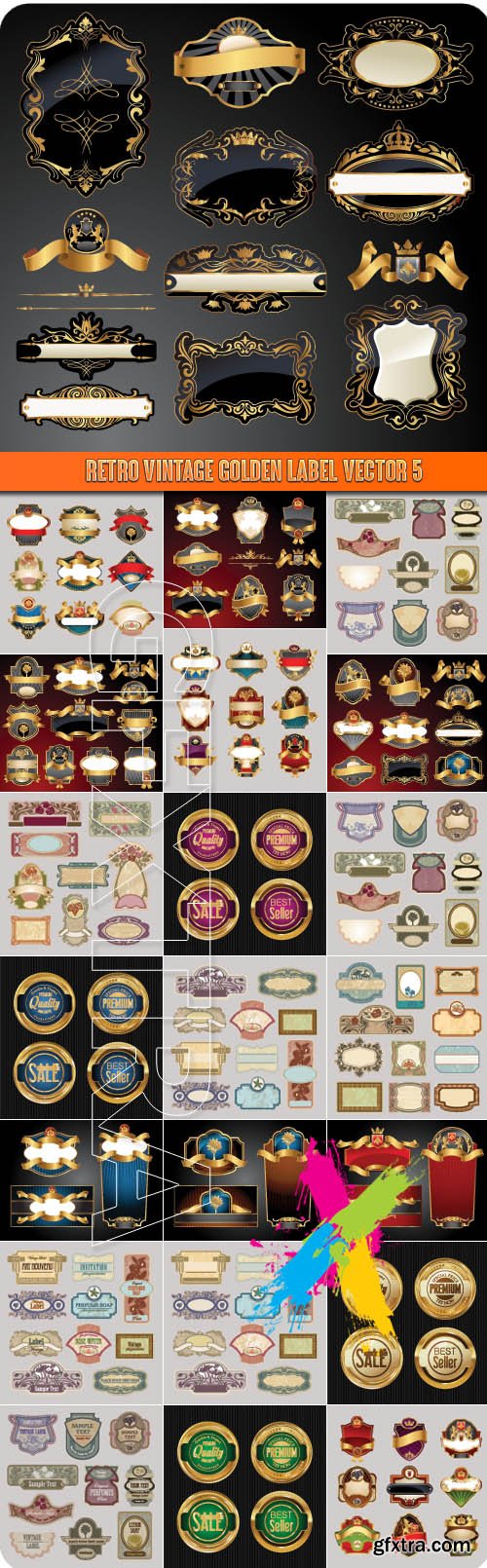 Retro vintage golden label vector 5