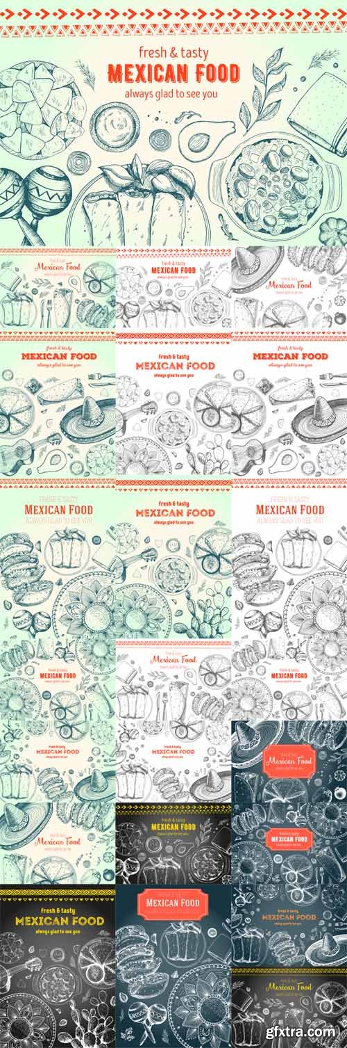Vector Set - Mexican Food Design Templates Vector Set - Mexican Food Design Templates