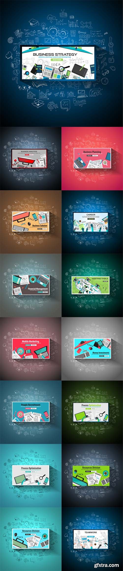 Vector Set - Business Concept with Doodle Design Style Vector Set - Business Concept with Doodle Design Style