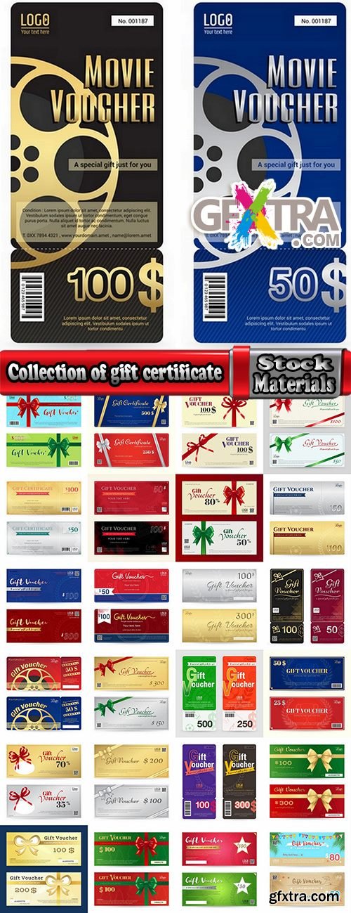 Collection of gift certificate invitation card promotional flyer vector image 25 EPS