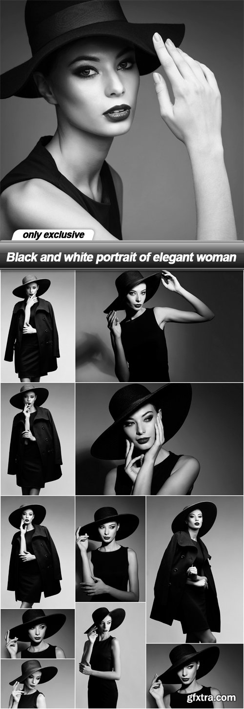 Black and white portrait of elegant woman - 12 UHQ JPEG