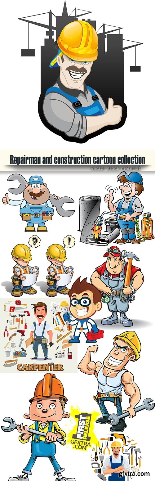 Repairman and construction cartoon collection