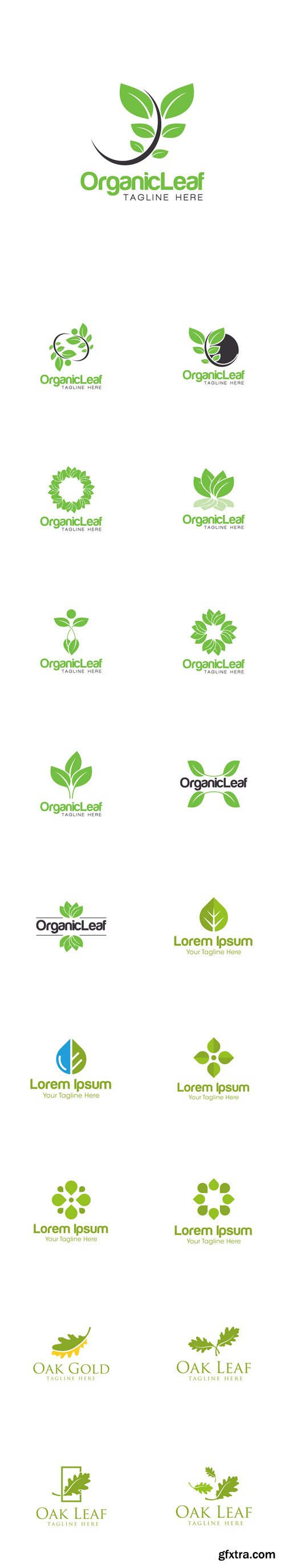 Vector Set - Organic Leaf Creative Logo Design