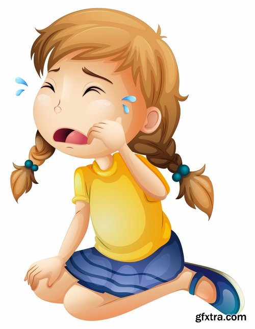Collection crying child cartoon vector image 25 EPS