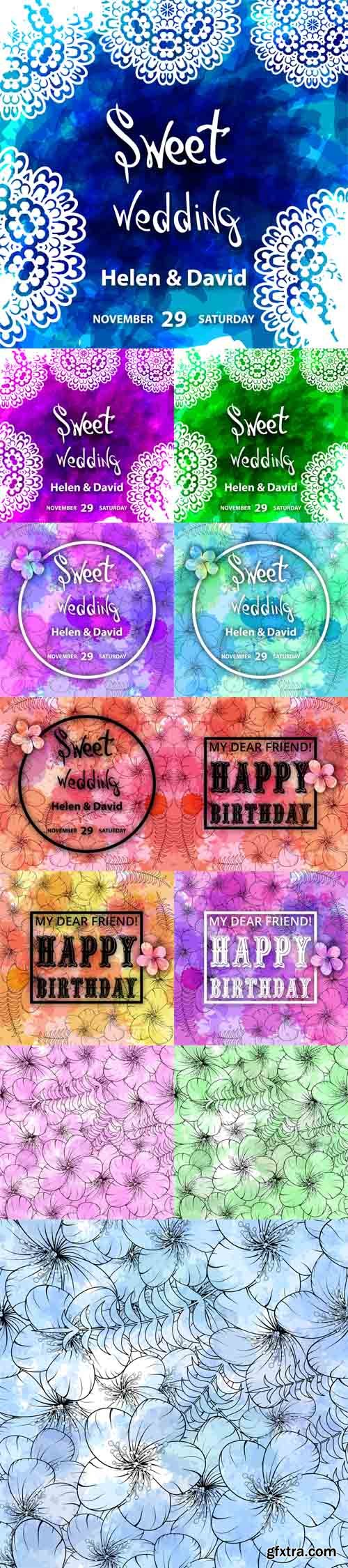 Vector Set - Greeting card. detailed doodles. Boho style Vector Set - Greeting card. detailed doodles. Boho style