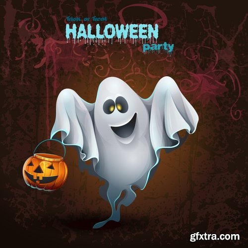 Collection of halloween ghost phantom vector image 25 EPS