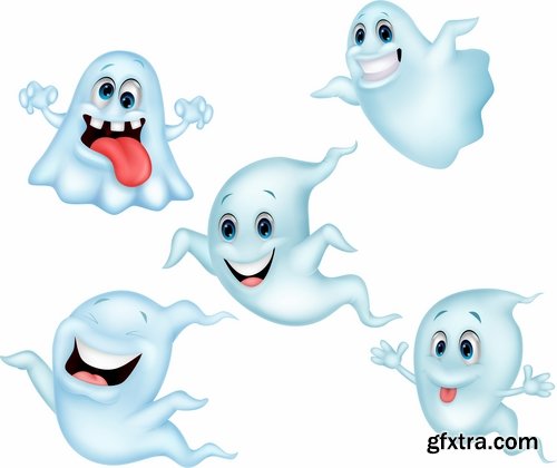 Collection of halloween ghost phantom vector image 25 EPS