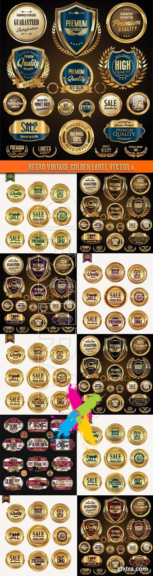 Retro vintage golden label vector 6