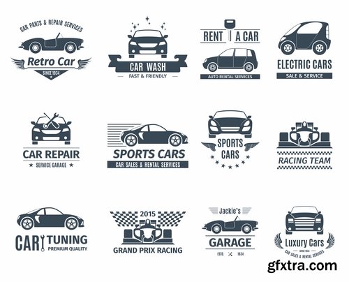Collection label sticker icon logo the automotive themes print on clothing vector image 25 EPS