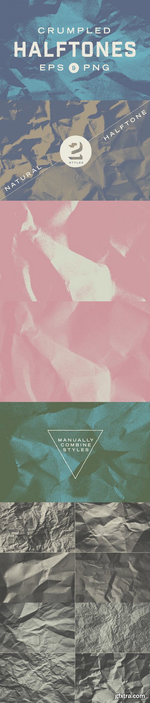 CM - 15 Crumpled Paper Halftone Textures 180619