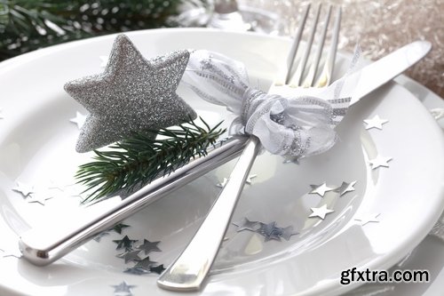 Collection of Christmas table setting banquet celebration feast fork spoon table Pibor 25 HQ Jpeg