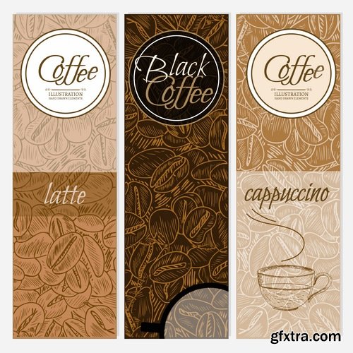 Collection of coffee grains drink vector image 25 EPS