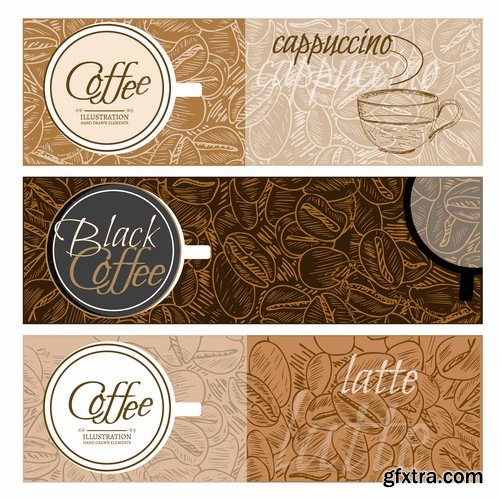 Collection of coffee grains drink vector image 25 EPS