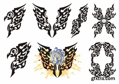 Collection of abstract animal tattoo airbrush vector image 25 EPS