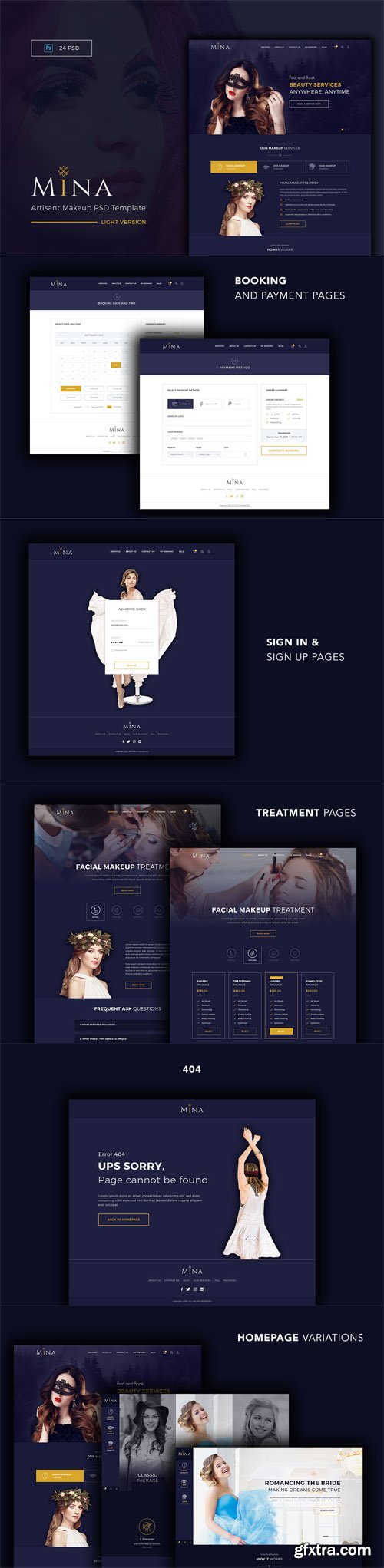 Mina - Artisan Makeup PSD Template (Dark Version)