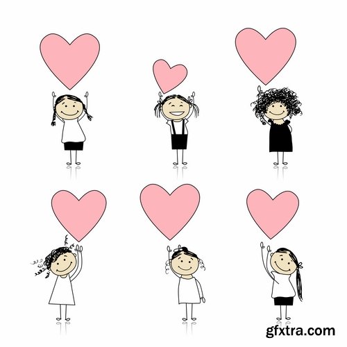 Collection of little girl cartoon vector image 25 EPS